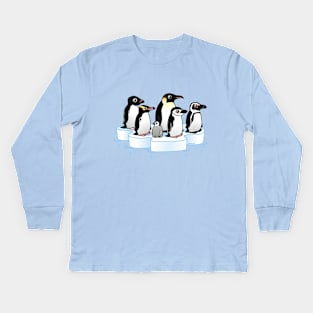 Pack of Penguins on an Ice Floe Kids Long Sleeve T-Shirt